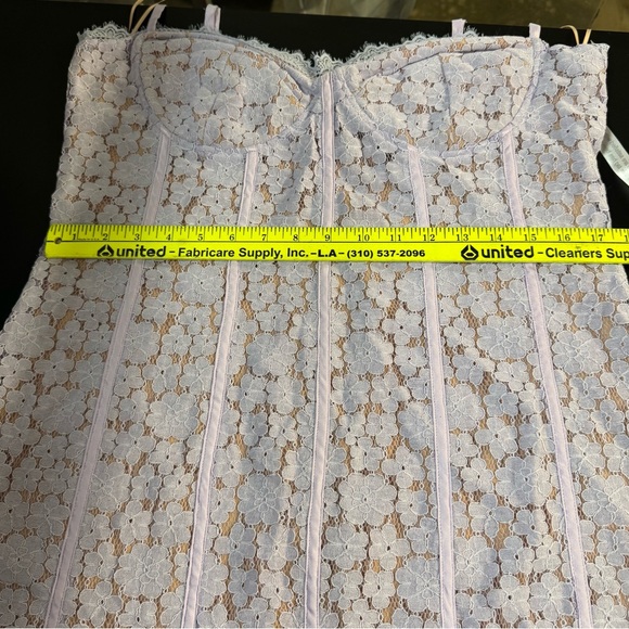 New Nasty Gal Lace Mini Dress Lavender Nude Lining Size 12 New With Tags Pirple - Picture 4 of 15